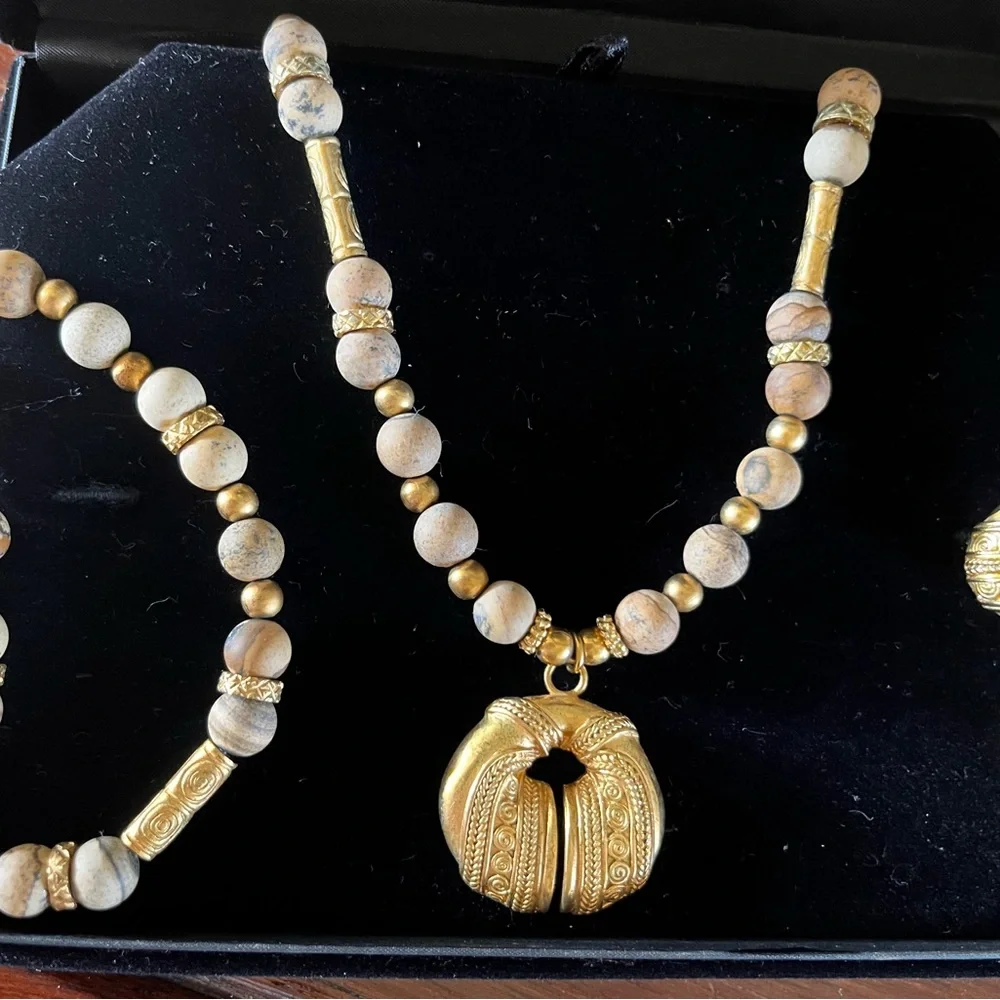 Arque Arte, 24k gold jewelry set; necklace, earrings and bracelet. Exquisite! - Picture 8 of 13